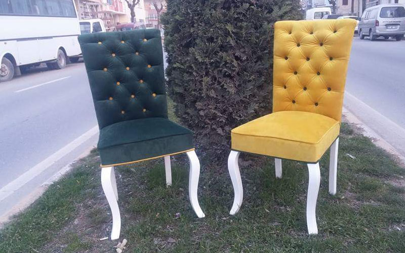yeşil sandalye,sarı sandalye,ikili sandalyeler,sandalye döşeme